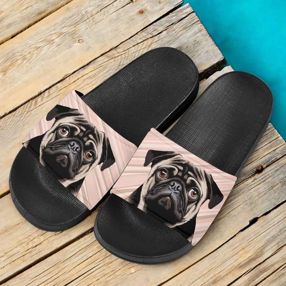 Howilath Cute Animal Women's Classic Open Toe Single Band Slip-On Flat Slide Sandal, Mandala Galaxy Butterflies Colorful Design Women Shower Slippers