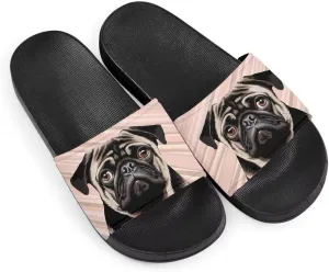 Howilath Cute Animal Women's Classic Open Toe Single Band Slip-On Flat Slide Sandal, Mandala Galaxy Butterflies Colorful Design Women Shower Slippers