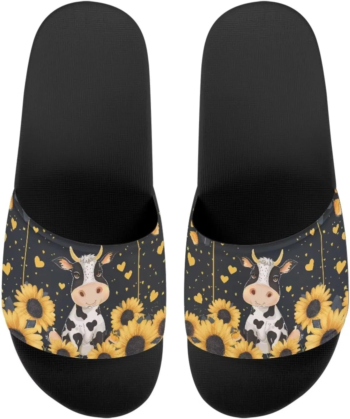 Howilath Cute Animal Women's Classic Open Toe Single Band Slip-On Flat Slide Sandal, Mandala Galaxy Butterflies Colorful Design Women Shower Slippers