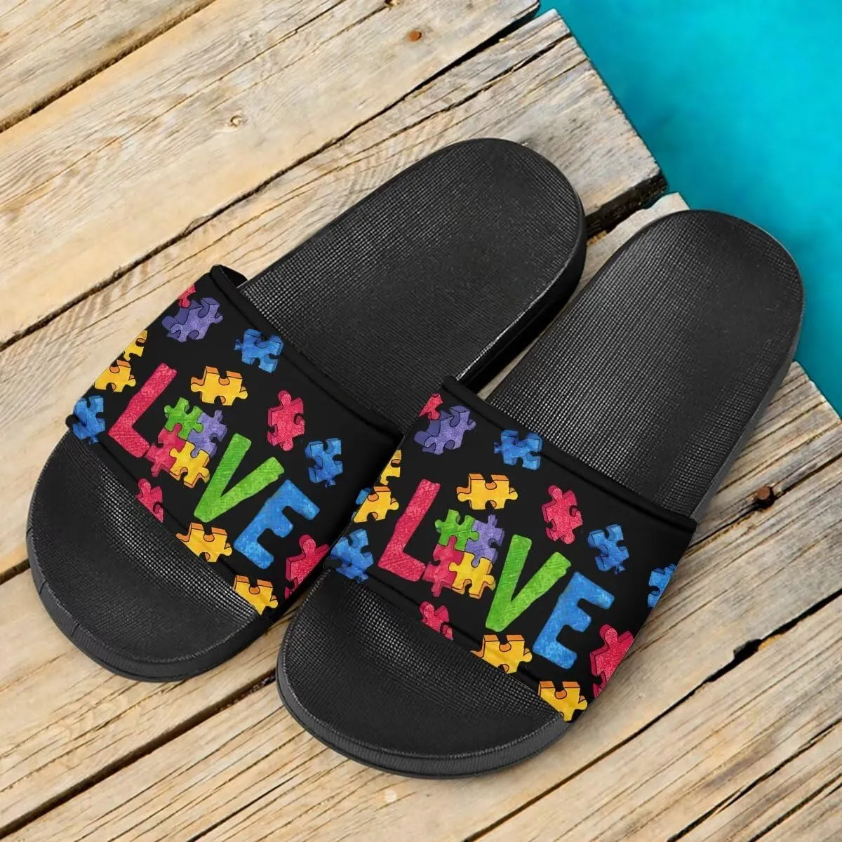 Howilath Cute Animals Pattern Summer Slide Slippers for Women Kids, Soft Sole Non-Slip Open Toe Slippers Slide Sandal