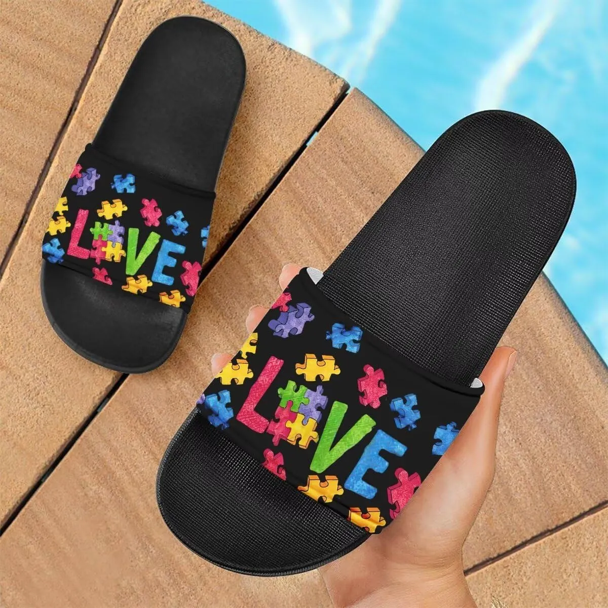 Howilath Cute Animals Pattern Summer Slide Slippers for Women Kids, Soft Sole Non-Slip Open Toe Slippers Slide Sandal