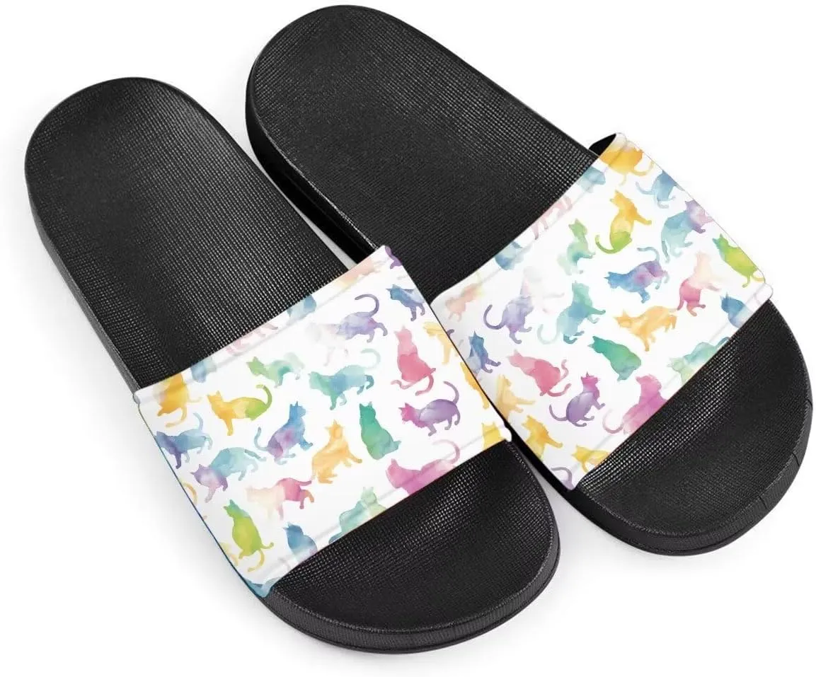 Howilath EVA Single Band Slide Sandals, Novelty Cartoon Animals Pattern Soft Sole Open Toe Non Slip Flat Sandals for Women Girls