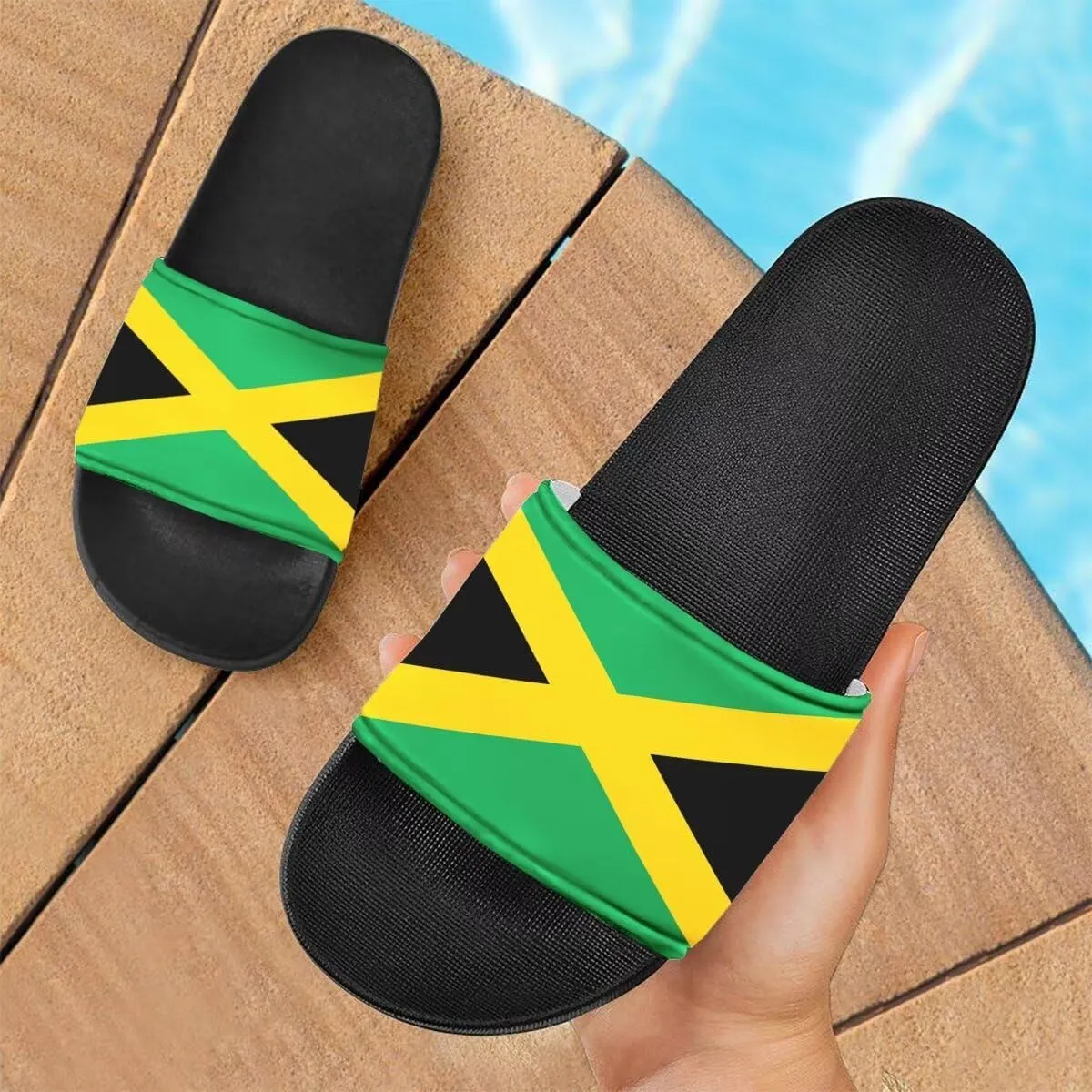 Howilath North American Countries Flag Sandals for Women Comfort Non Slip House Shower Shoes Summer