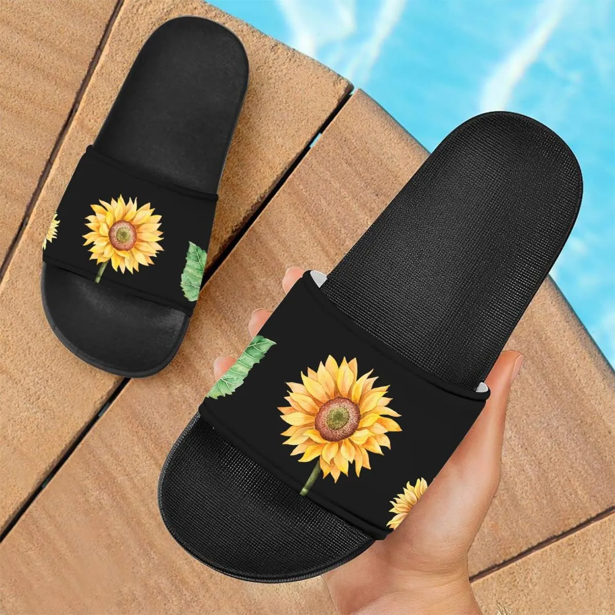 Howilath Novelty Patten Slippers for Women Men, Non-Slip Single Band Slide Sandals Open Toe Soft Sole Flat Sandals