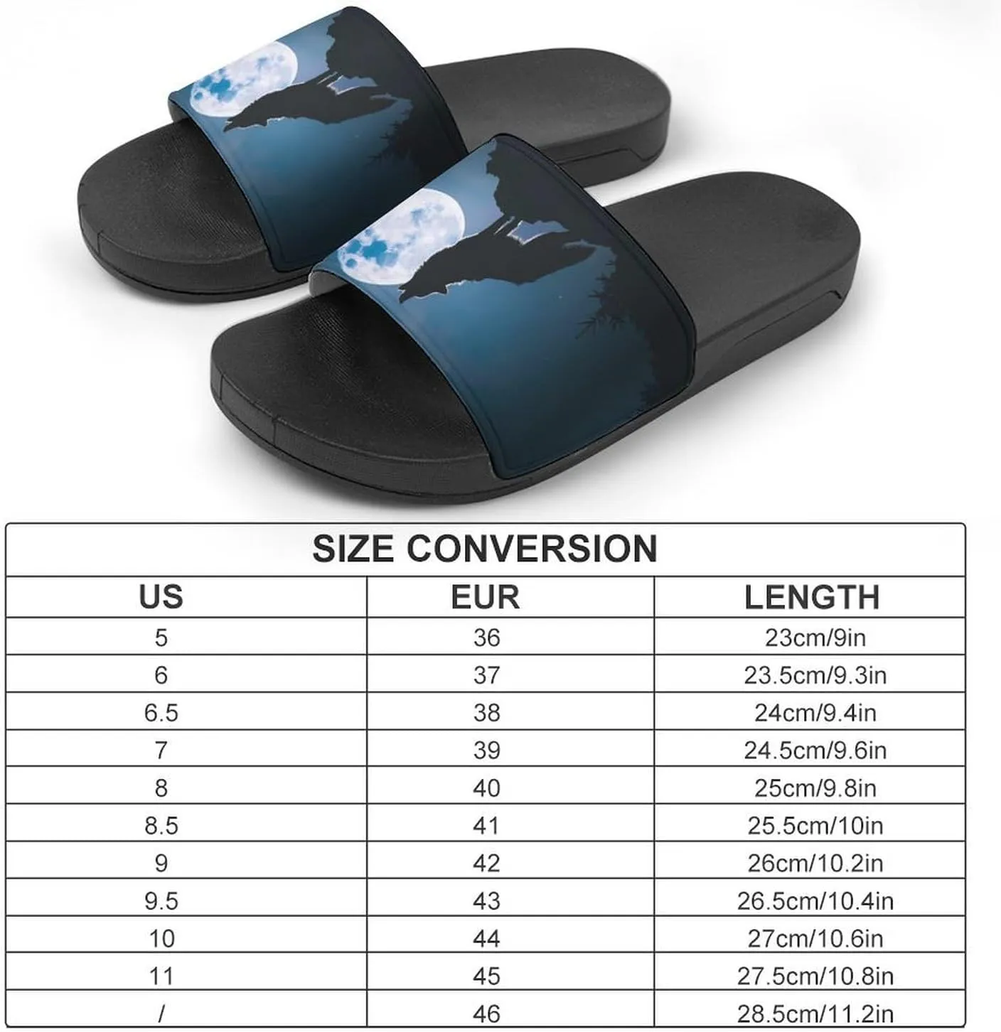 Howling Wolf PVC Home Slippers Non-Slip Shower Shoes Casual Bathroom Slippers for Women Men