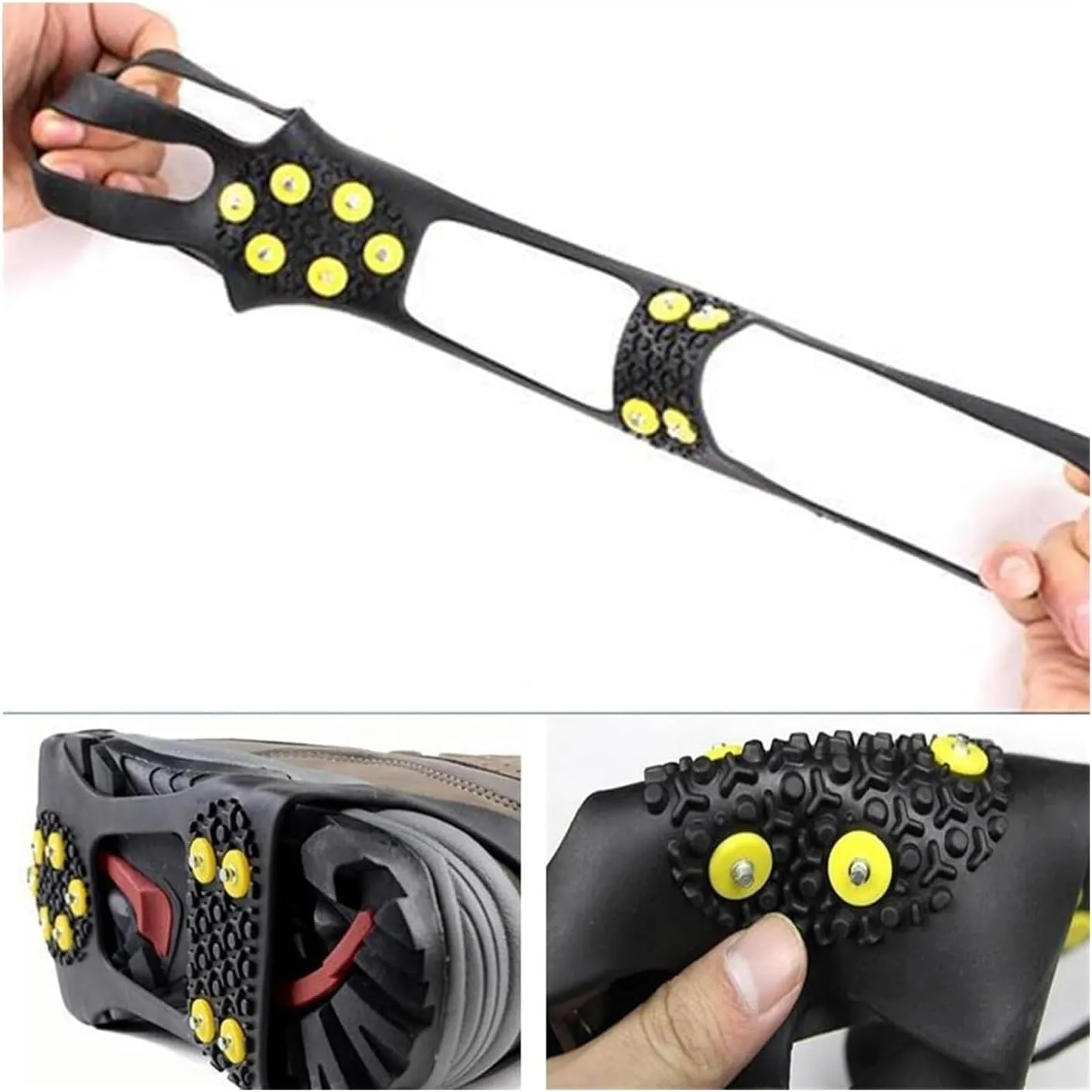 Ice Snow Grips Ice Cleats 1 Pair Sale 10 Studs Antiskid Snow Ice Climbing Shoe Spikes Grips Crampons Cleats Overshoes Antiskid Shoe Spikes