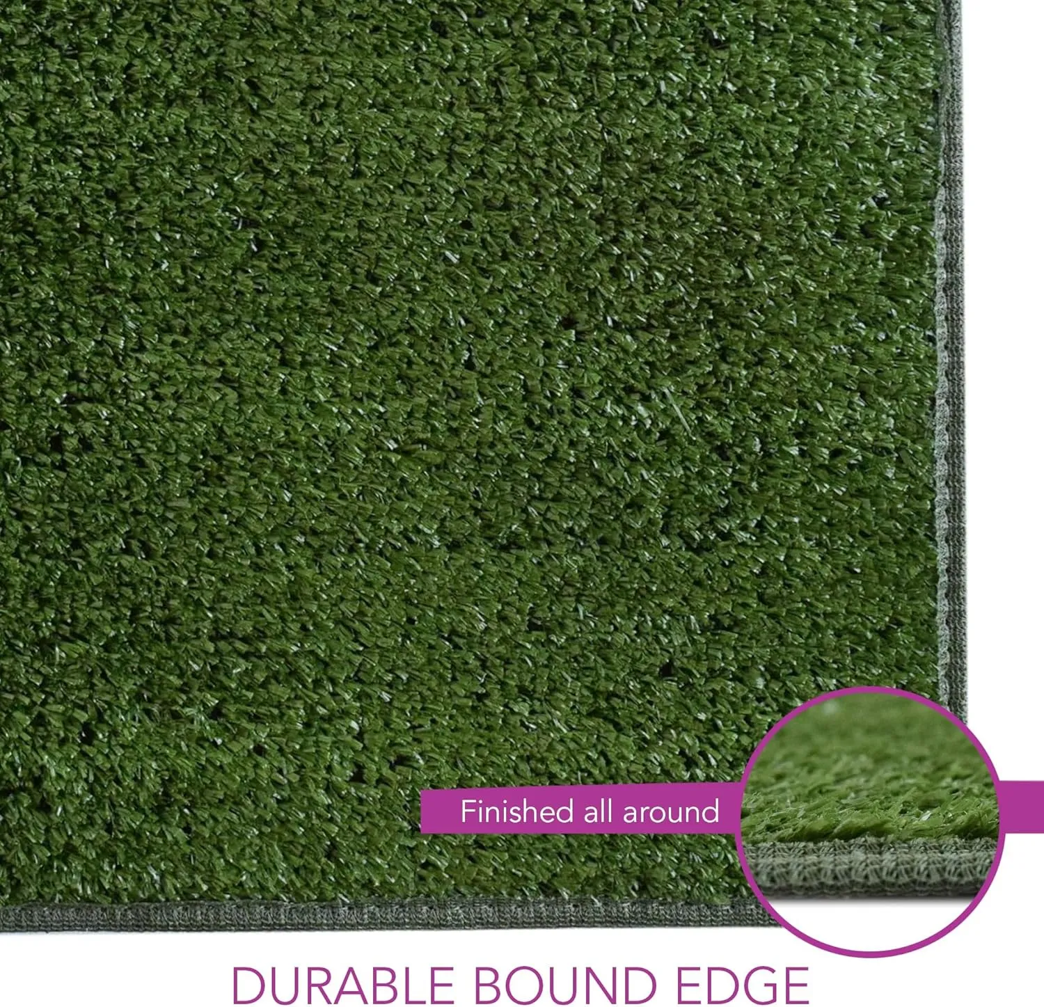 iCustomRug Indoor/Outdoor Turf Carpet & Rugs, Synthetic Grass Artificial Grass for Decks, Patios, Yards, Camping, Boats, Finished Edges with Binding Tape, 12ft X 15ft in Lawn Green