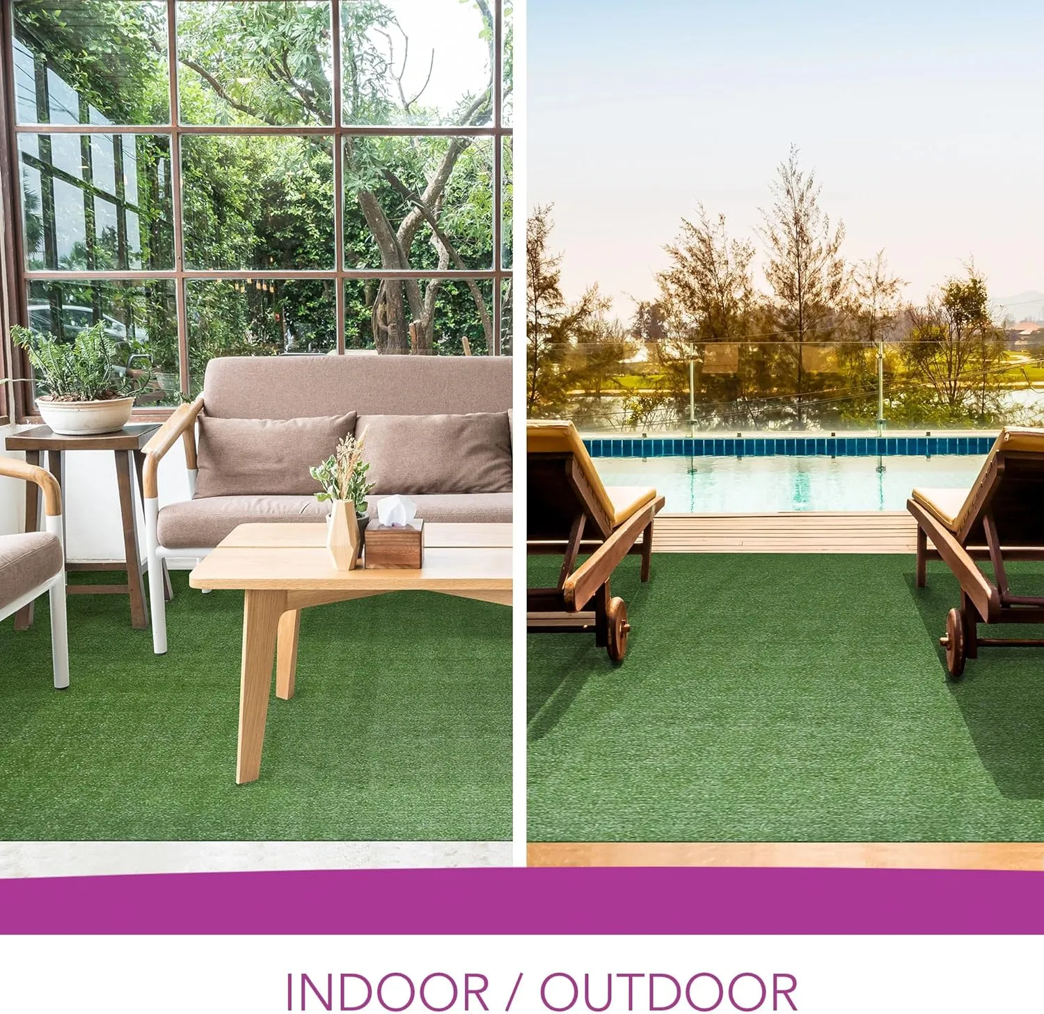 iCustomRug Indoor/Outdoor Turf Carpet & Rugs, Synthetic Grass Artificial Grass for Decks, Patios, Yards, Camping, Boats, Finished Edges with Binding Tape, 12ft X 15ft in Lawn Green