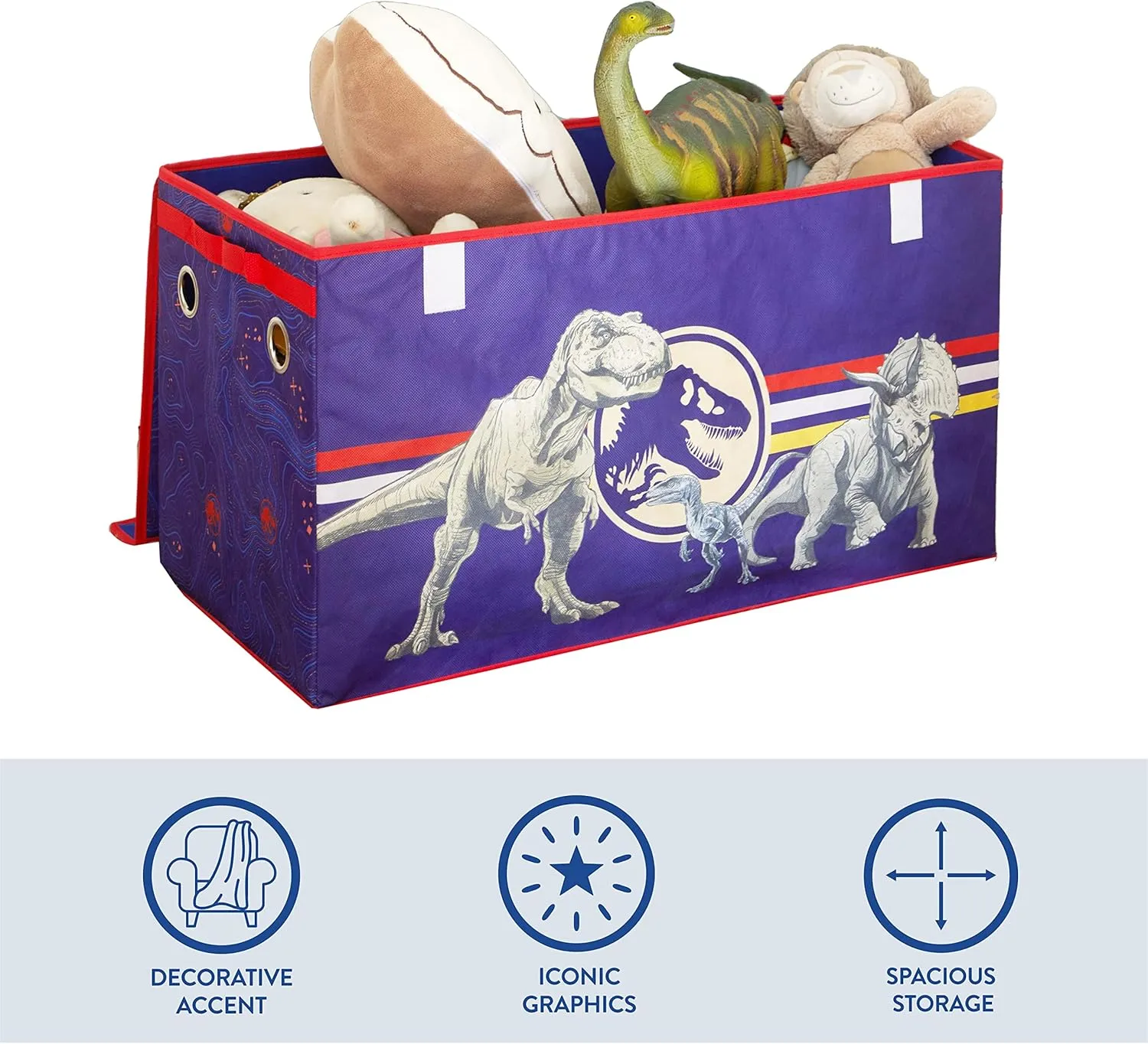 Idea Nuova Jurassic World Dinosaur Collapsible Children’s Toy Storage Trunk, Durable with Soft Lid, 28.5x14.5 x16