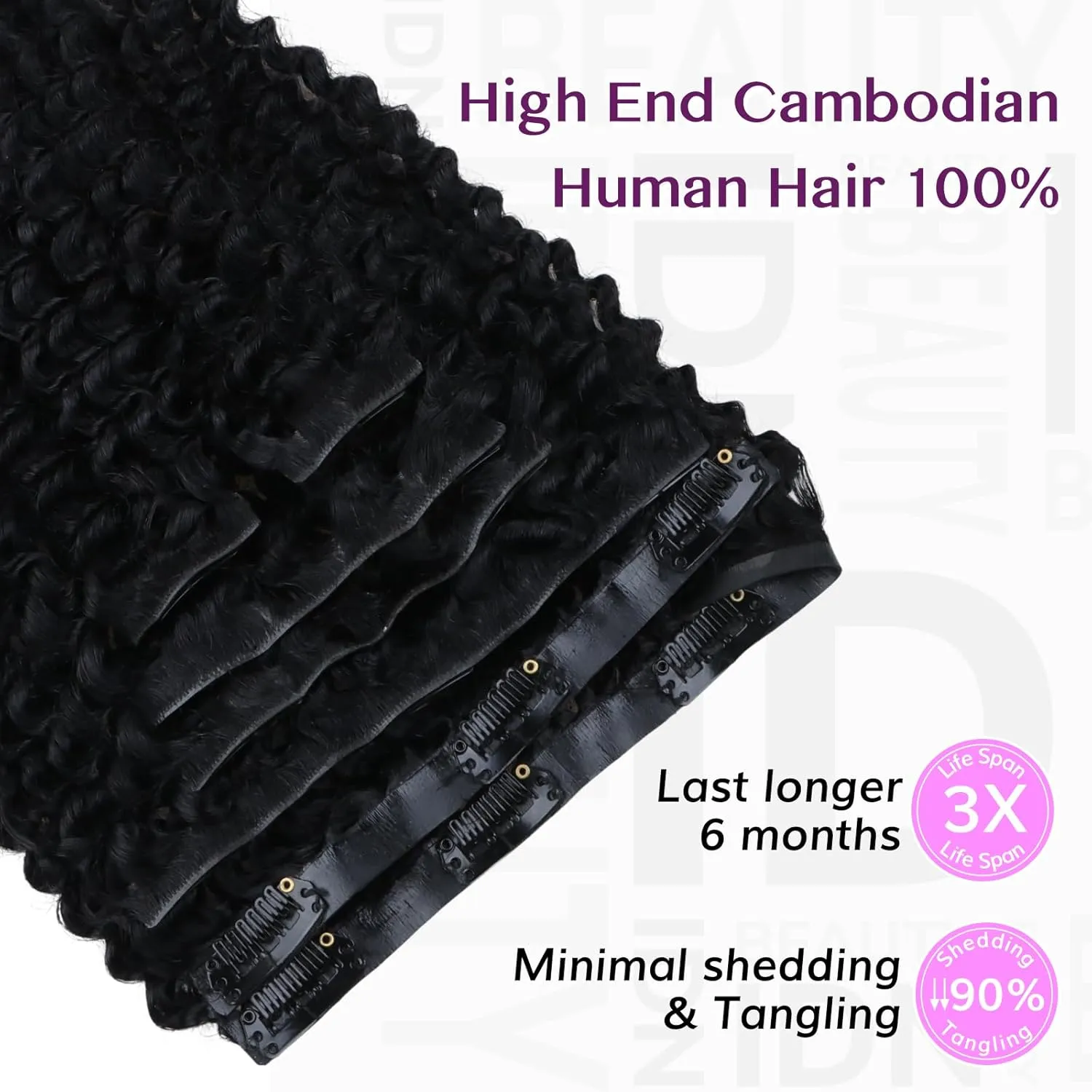 IDN BEAUTY 5 2 Invisi Edge Seamless Clip in Hair Extensions Human Hair Combo Pack, Kinky Curly 14 Inch 110g 5pcs invisible Edge and 2pcs Seamless Clip ins for Black Women Natural Black No Leave Out