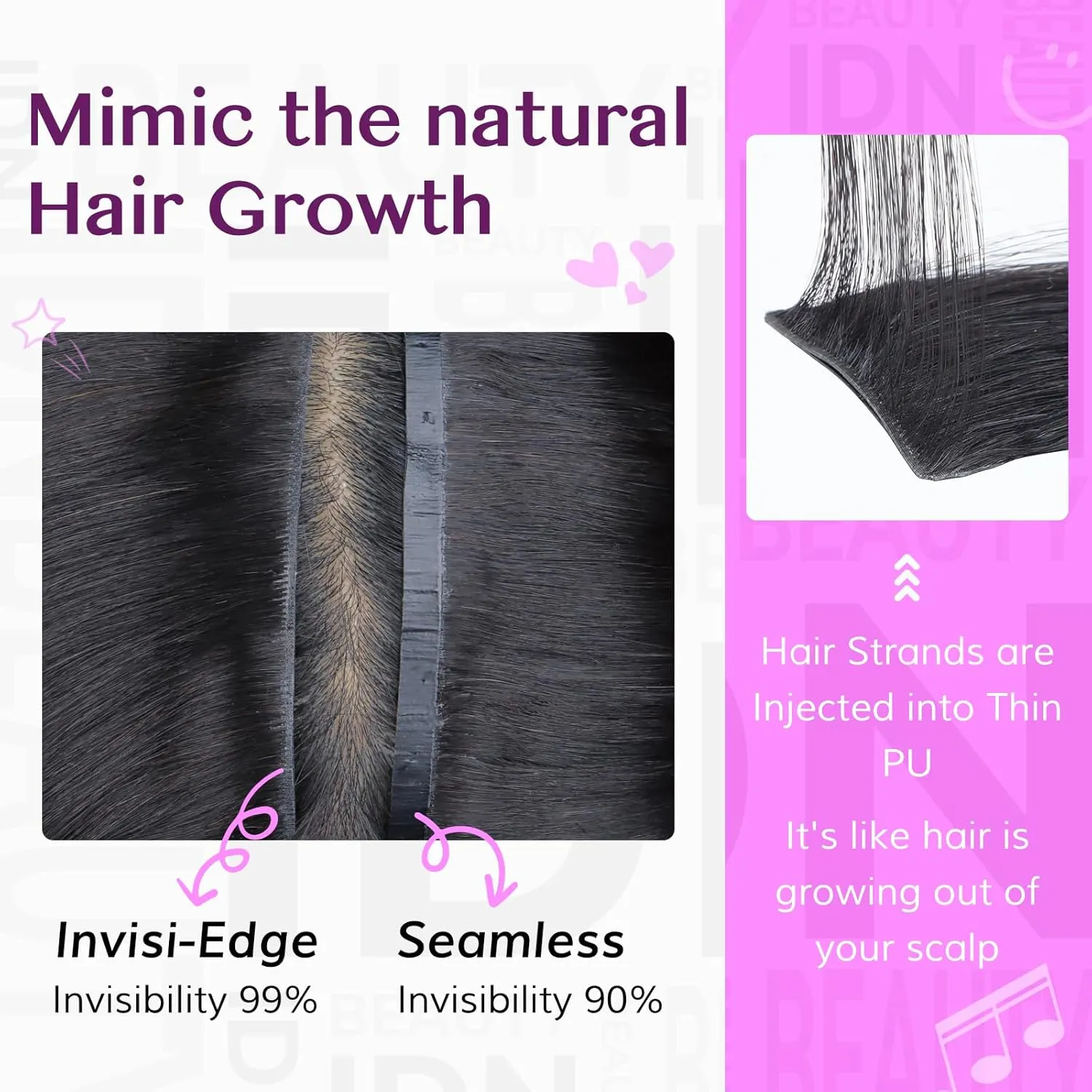 IDN BEAUTY 5 2 Invisi Edge Seamless Clip in Hair Extensions Human Hair Combo Pack, Kinky Curly 14 Inch 110g 5pcs invisible Edge and 2pcs Seamless Clip ins for Black Women Natural Black No Leave Out