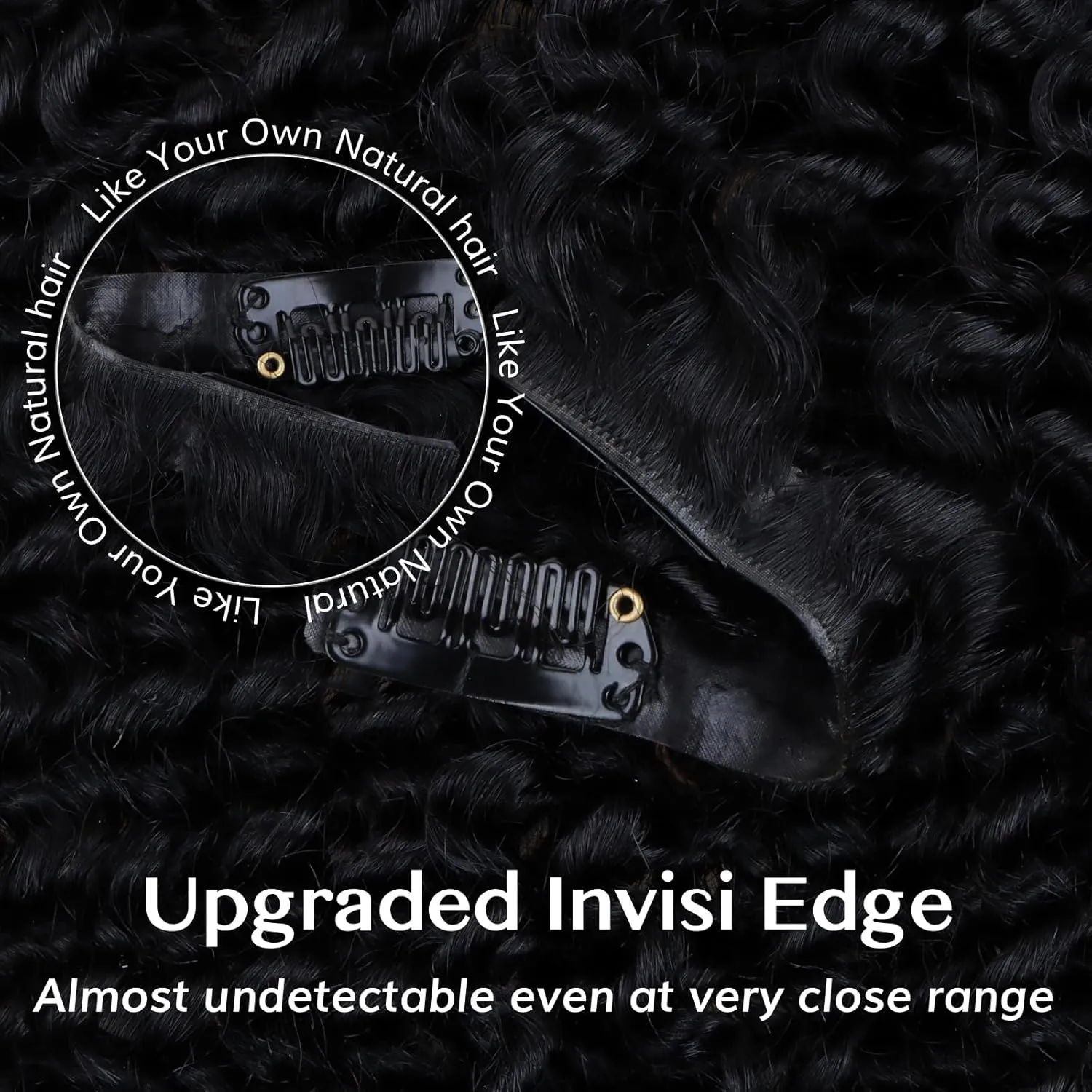 IDN BEAUTY 5 2 Invisi Edge Seamless Clip in Hair Extensions Human Hair Combo Pack, Kinky Curly 14 Inch 110g 5pcs invisible Edge and 2pcs Seamless Clip ins for Black Women Natural Black No Leave Out