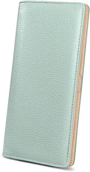 Immaturus Womens Wallet, Green Slim Thin RFID Blocking Card Wallets, Bifold PU Leather Credit Card Holder Organizer, Cute Cash Clutch Long Billfold with Zipper Coin Pocket Ladies Girls Gift