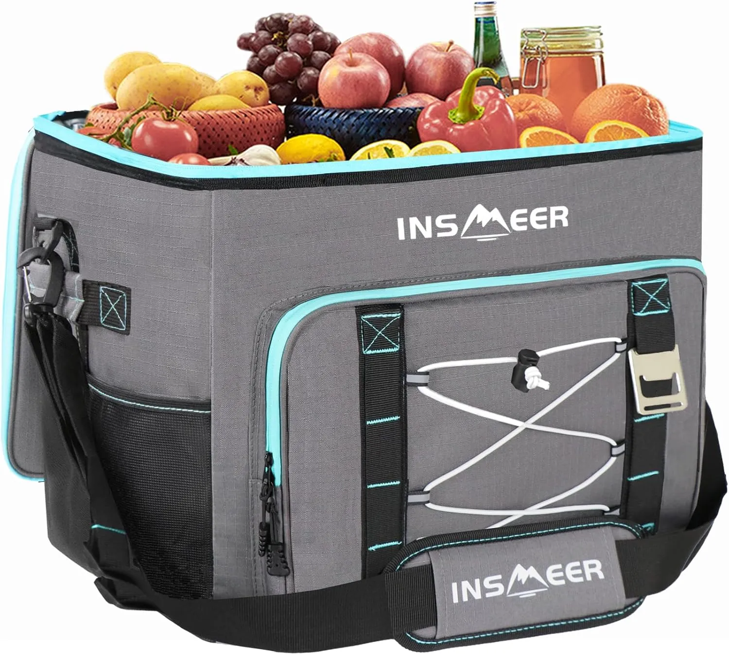 INSMEER Insulated Cooler Bag 90Cans/55L Large Cooler Bag Soft Sided Cooler with Shoulder Strap, Collapsible Coolers, Portable Leakproof Lunch Cooler for Camping/Beach/Food Delivery/Picnic
