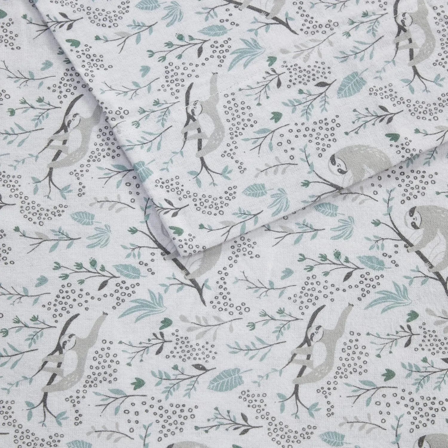 Intelligent Design Cozy Soft 100% Cotton Flannel Print Animals Stars Cute Warm, Ultra Soft Cold Weather Sheet Set Bedding, Twin XL, Grey Sloths 3 Piece