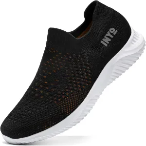 INYO Men Walking Shoes Slip on Shoe Lightweight Trainers Running Sneaker Gym Fitness Sport Shoes Casual Working Jogging Outdoor，Black 8