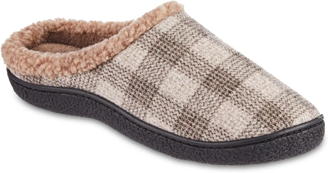isotoner Men's Classic Comfort Memory Foam Slip-on Hoodback Slipper, Warm Slippers for Men, House Shoes for Indoor Outdoor