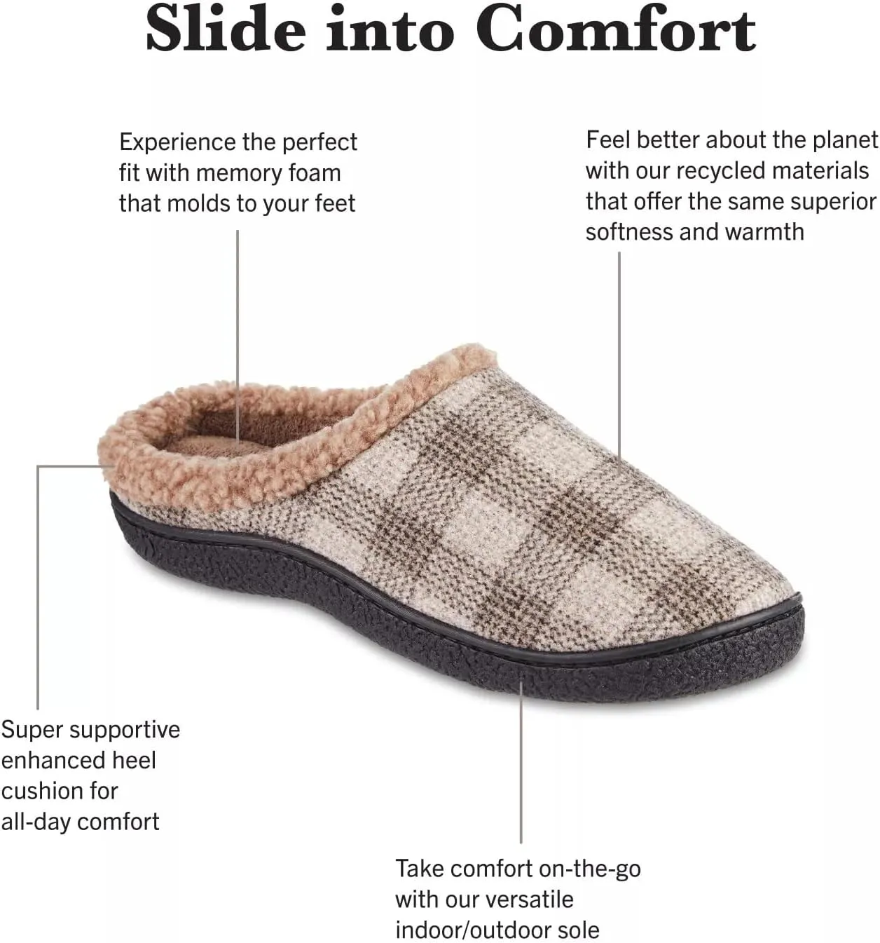 isotoner Men's Classic Comfort Memory Foam Slip-on Hoodback Slipper, Warm Slippers for Men, House Shoes for Indoor Outdoor