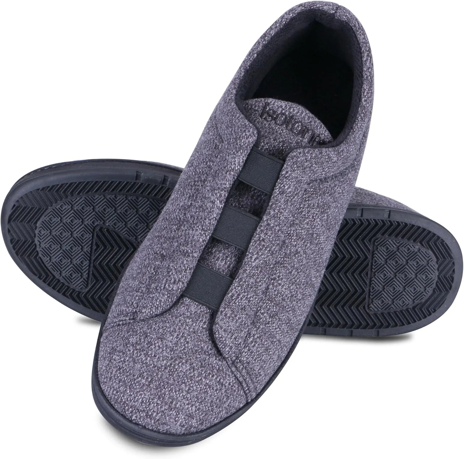 isotoner Men's Heathered Knit Brady Closed Back Slipper-Moisture-Wicking with Gel Infused Memory Foam