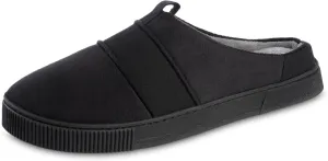 isotoner Men's Microsuede and Canvas Hoodback Slipper: Indoor/Outdoor, Memory Foam, Machine Washable