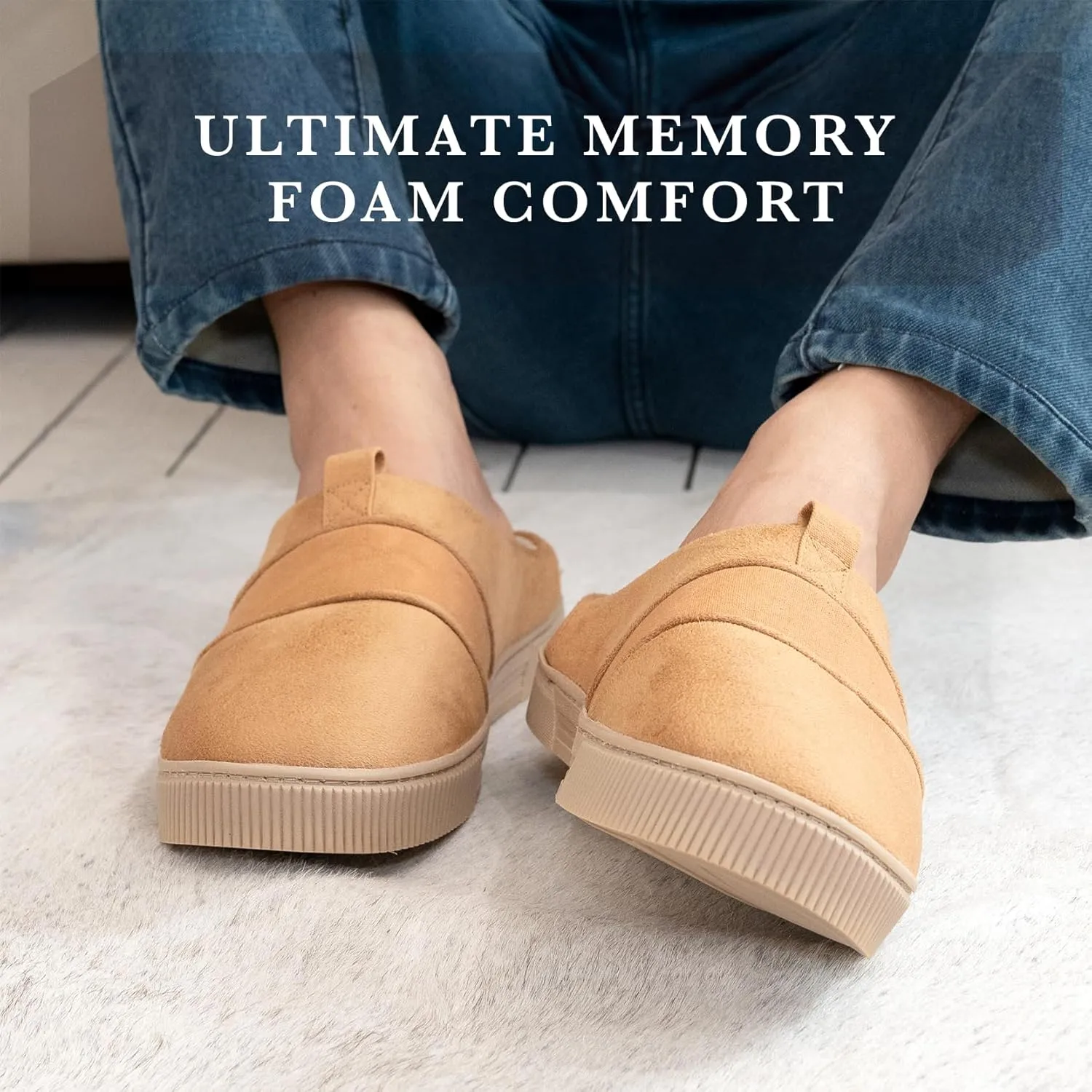 isotoner Men's Microsuede and Canvas Hoodback Slipper: Indoor/Outdoor, Memory Foam, Machine Washable