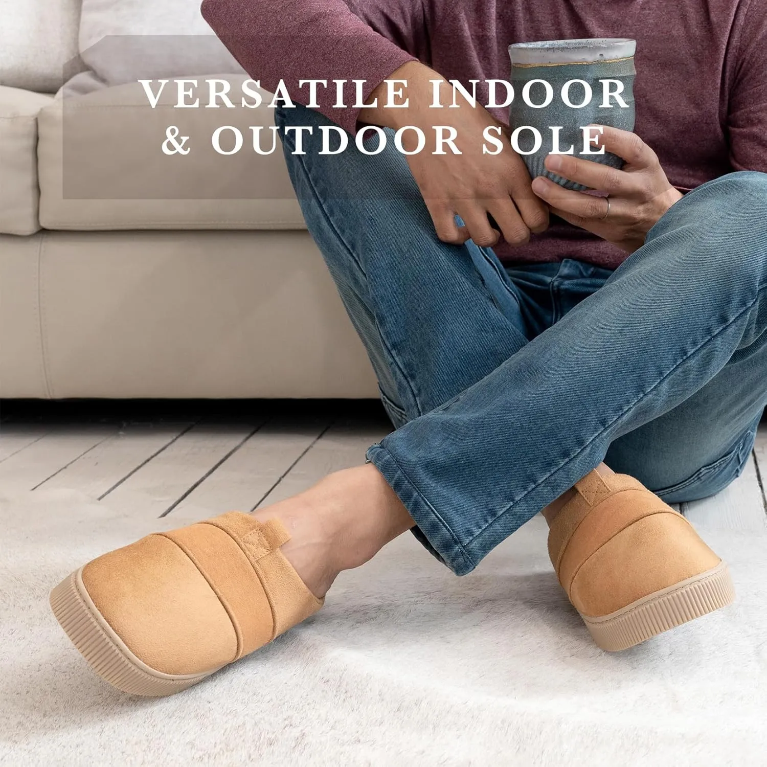 isotoner Men's Microsuede and Canvas Hoodback Slipper: Indoor/Outdoor, Memory Foam, Machine Washable