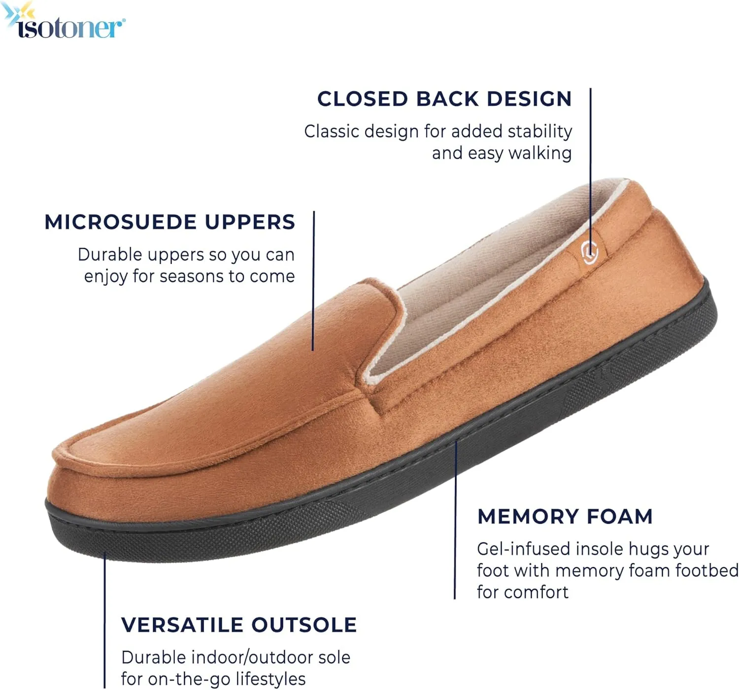 isotoner Men's Moccasin Slippers