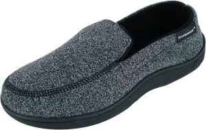isotoner Men's Sport Knit Ethan Moccasin, Black, 13-14