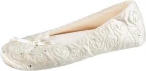 Isotoner Women's Ballerina Slippers with Terry Lined and Rose Quilt Ballet Flat