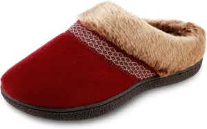 isotoner Women's Microsuede Mallory Hoodback Slipper, with Memory Foam and Indoor/Outdoor Sole