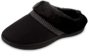 isotoner Women's Microsuede Mallory Hoodback Slipper, with Memory Foam and Indoor/Outdoor Sole