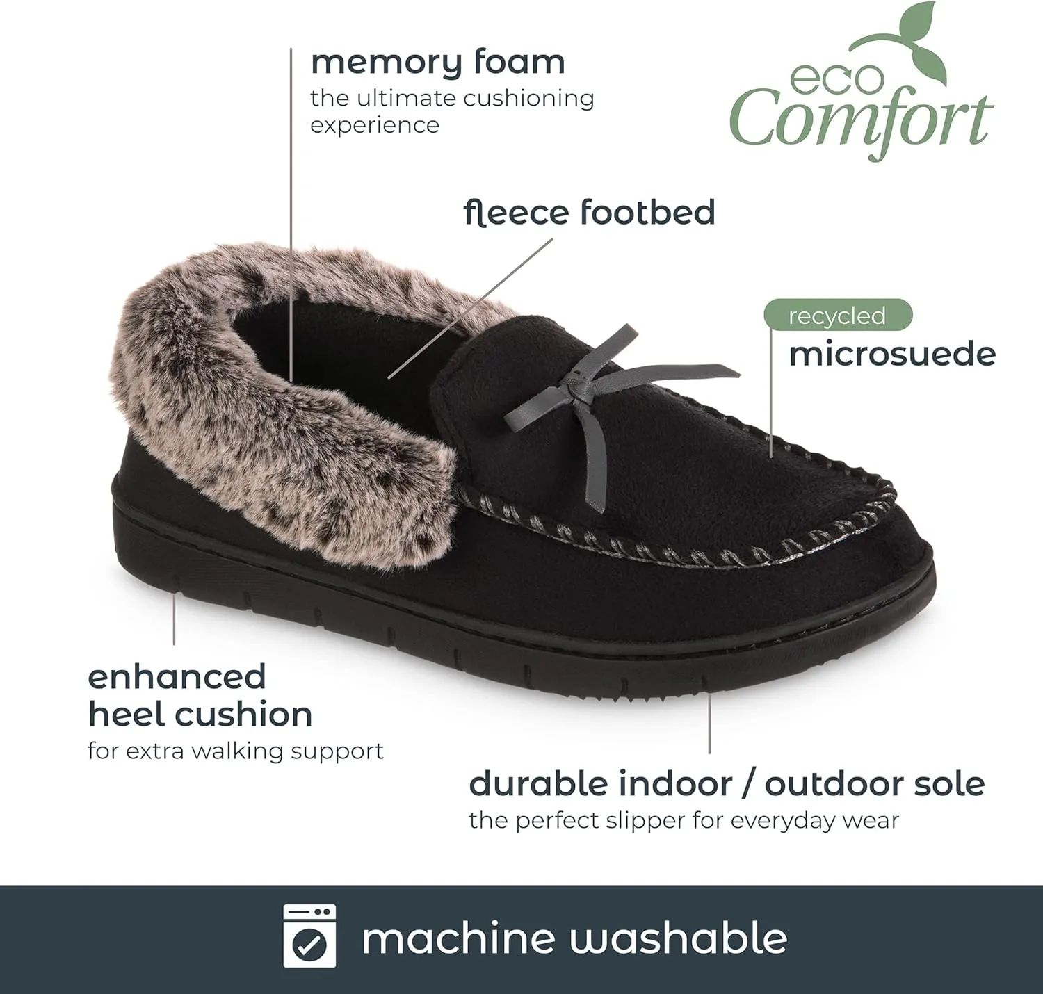 isotoner Women's Microsuede Moccasin Slippers Non-Slip, Indoor/Outdoor, Memory Foam, Machine Washable