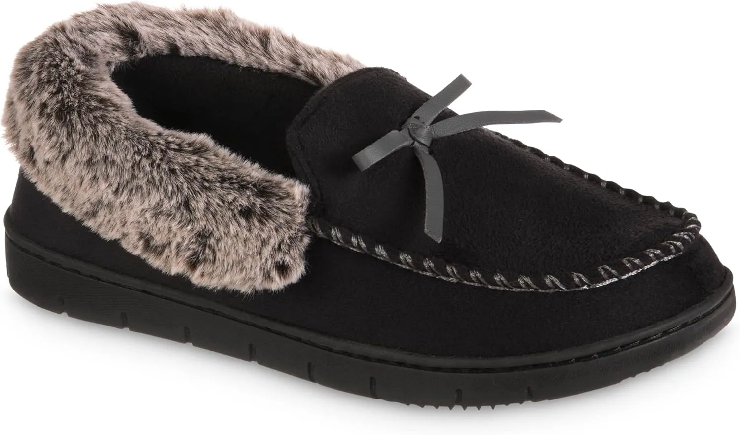 isotoner Women's Microsuede Moccasin Slippers Non-Slip, Indoor/Outdoor, Memory Foam, Machine Washable