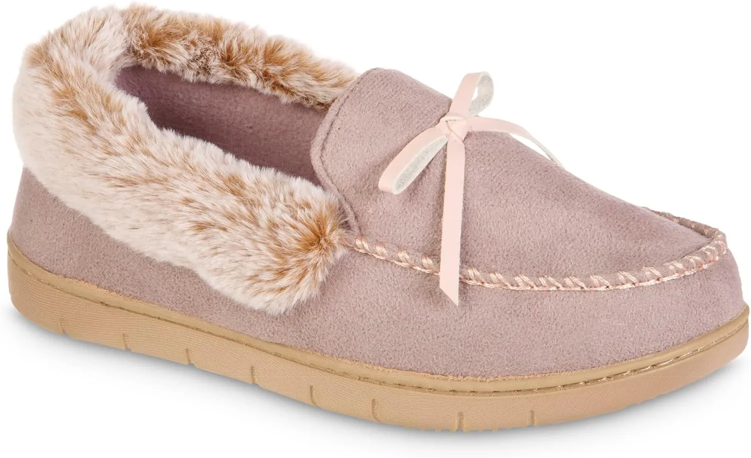 isotoner Women's Microsuede Moccasin Slippers Non-Slip, Indoor/Outdoor, Memory Foam, Machine Washable