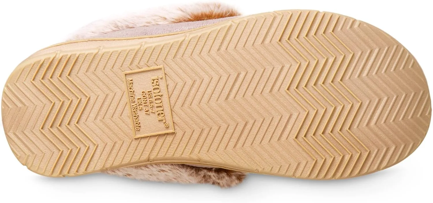 isotoner Women's Microsuede Moccasin Slippers Non-Slip, Indoor/Outdoor, Memory Foam, Machine Washable