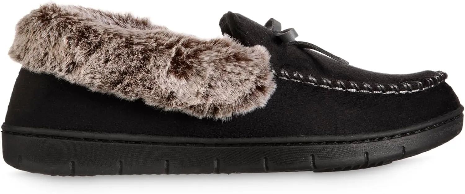 isotoner Women's Microsuede Moccasin Slippers Non-Slip, Indoor/Outdoor, Memory Foam, Machine Washable