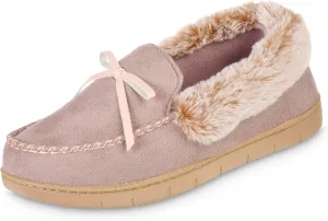 isotoner Women's Microsuede Moccasin Slippers Non-Slip, Indoor/Outdoor, Memory Foam, Machine Washable