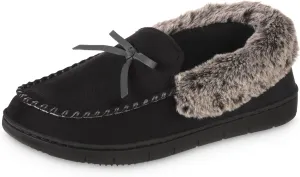 isotoner Women's Microsuede Moccasin Slippers Non-Slip, Indoor/Outdoor, Memory Foam, Machine Washable