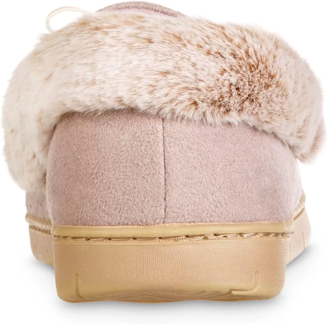 isotoner Women's Microsuede Moccasin Slippers Non-Slip, Indoor/Outdoor, Memory Foam, Machine Washable