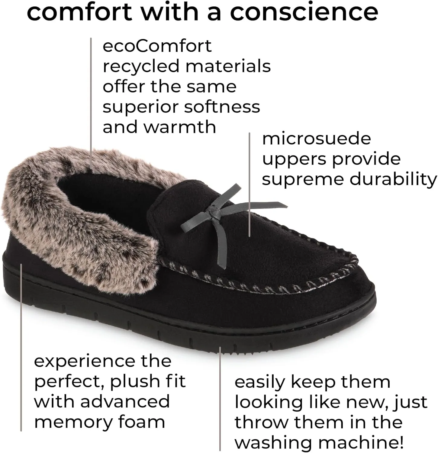 isotoner Women's Microsuede Moccasin Slippers Non-Slip, Indoor/Outdoor, Memory Foam, Machine Washable