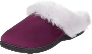 isotoner Women's Velour Hoodback Slipper: Non-Slip Sole, Indoor/Outdoor, Memory Foam, Machine Washable