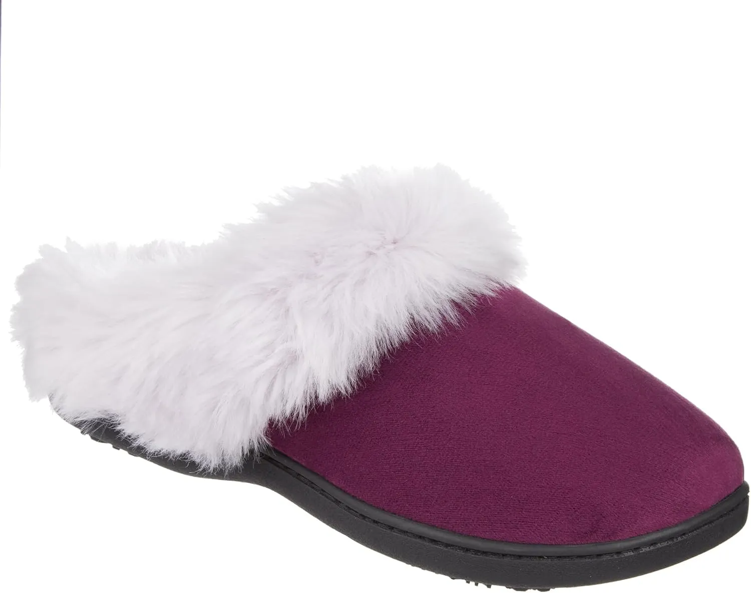 isotoner Women's Velour Hoodback Slipper: Non-Slip Sole, Indoor/Outdoor, Memory Foam, Machine Washable