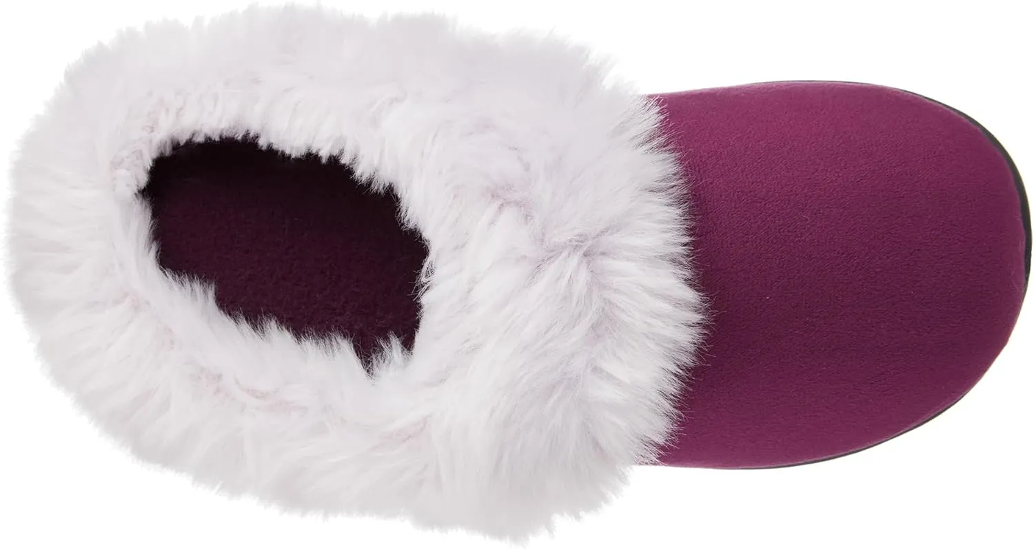 isotoner Women's Velour Hoodback Slipper: Non-Slip Sole, Indoor/Outdoor, Memory Foam, Machine Washable