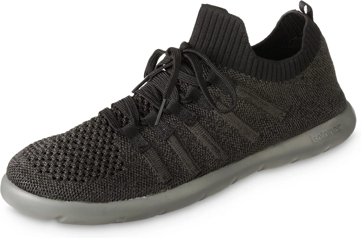 isotoner Zenz Mens Lace Up Slippers, Lightweight Unlined Sport Knit Slip-Ons