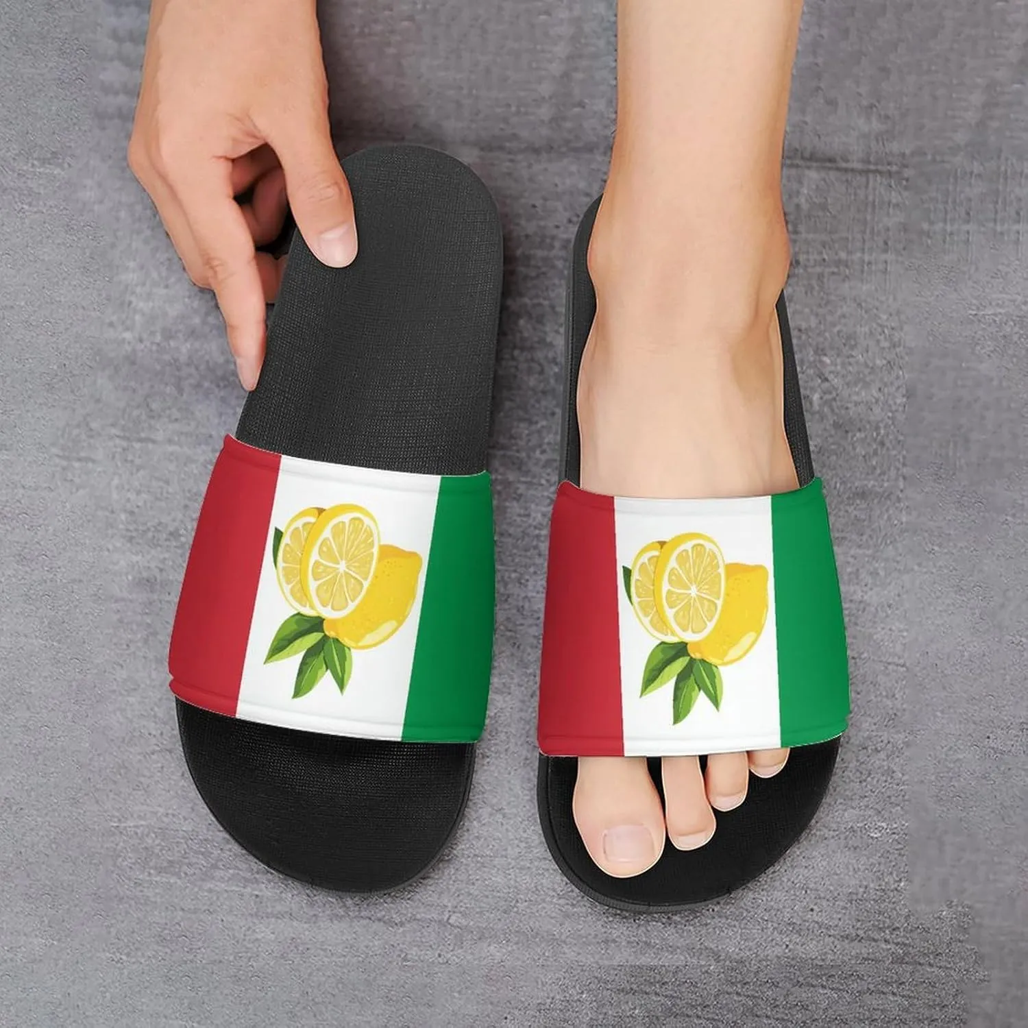 Italy Italian Lemon Town Flag Slippers Indoor Outdoor Unisex House Slipper Shower Slippers Non-Slip Open Toe Shoes