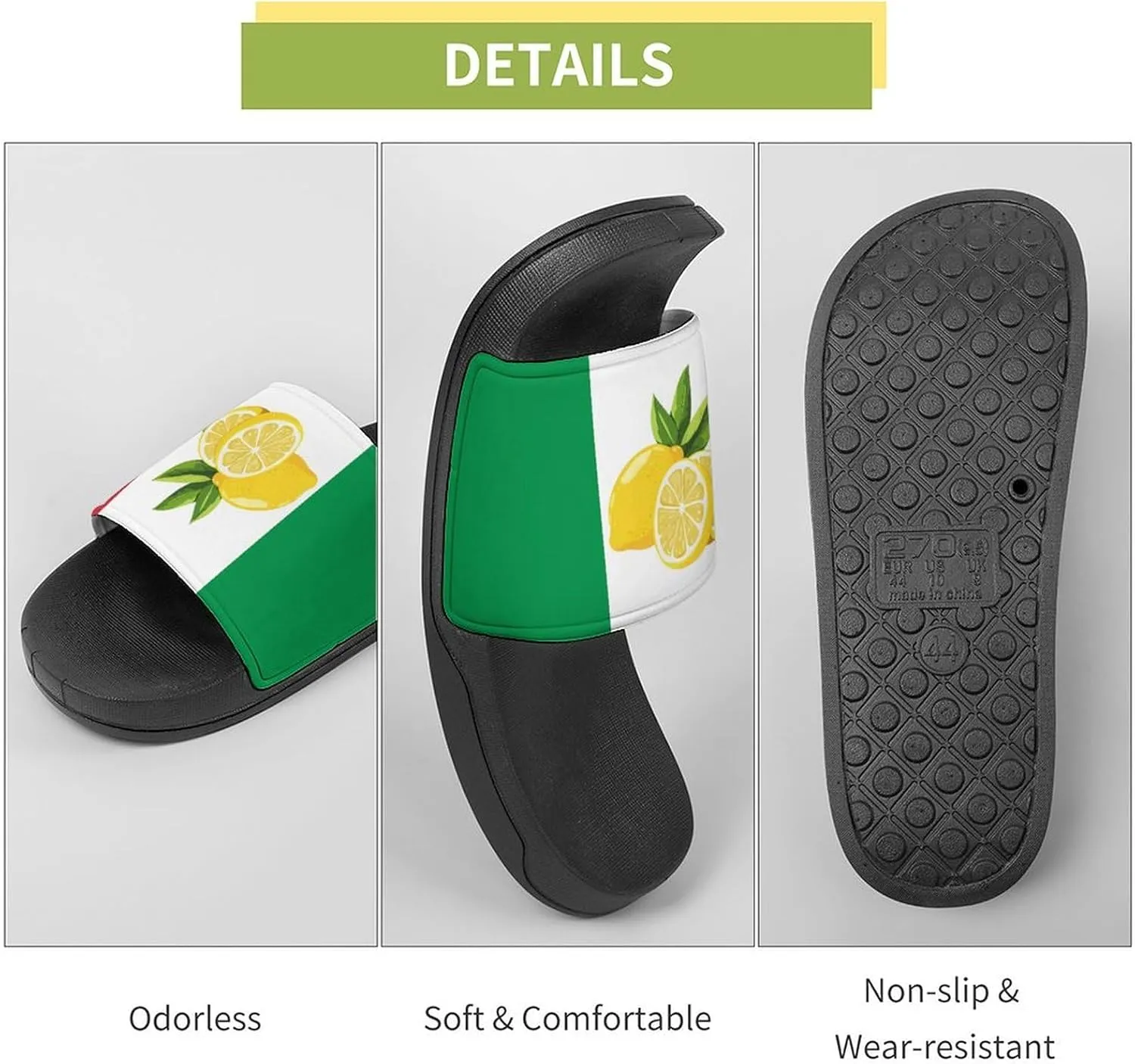 Italy Italian Lemon Town Flag Slippers Indoor Outdoor Unisex House Slipper Shower Slippers Non-Slip Open Toe Shoes