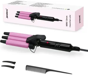 janelove Upgraded Hair Crimper 2 Adjustable Temperature, 1/2 Inch Beach Waves Curling Iron, Hair Waver for Short & Medium Hair, Home and Travel Friendly Crimper Hair Tool, Dual Voltage