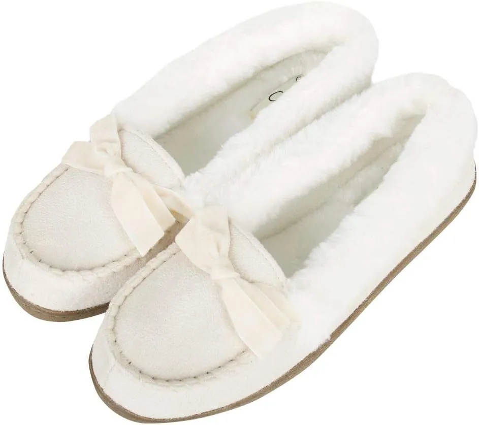 Jessica Simpson Women's Micro Suede Moccasin Indoor Outdoor Slipper Shoe