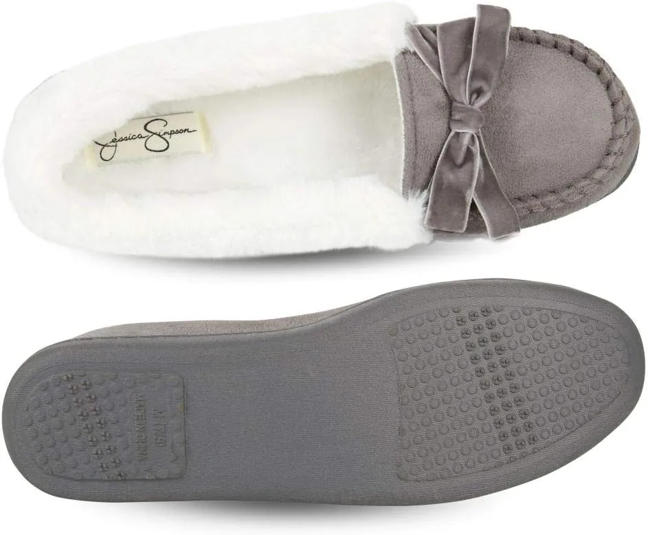 Jessica Simpson Women's Micro Suede Moccasin Indoor Outdoor Slipper Shoe