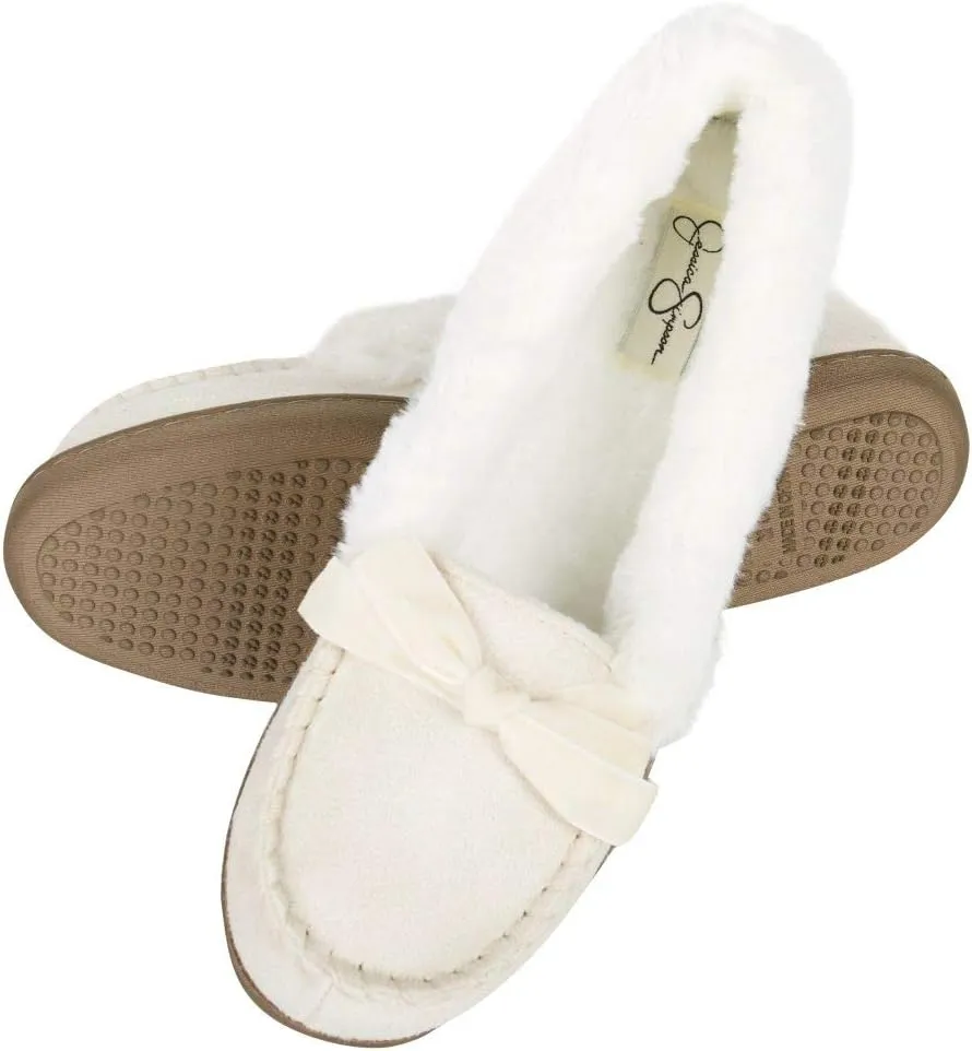 Jessica Simpson Women's Micro Suede Moccasin Indoor Outdoor Slipper Shoe